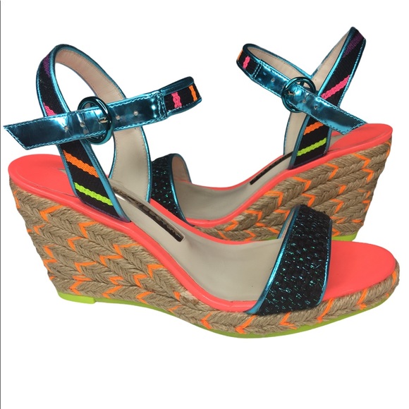 Sophia Webster Multicolor Neon Espadrille Wedges - Picture 3 of 11